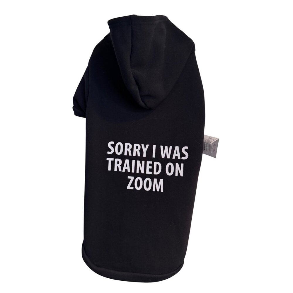 Fab Dog Pet Apparel NWT XL Black Coat "Trained on Zoom" $13 Hood